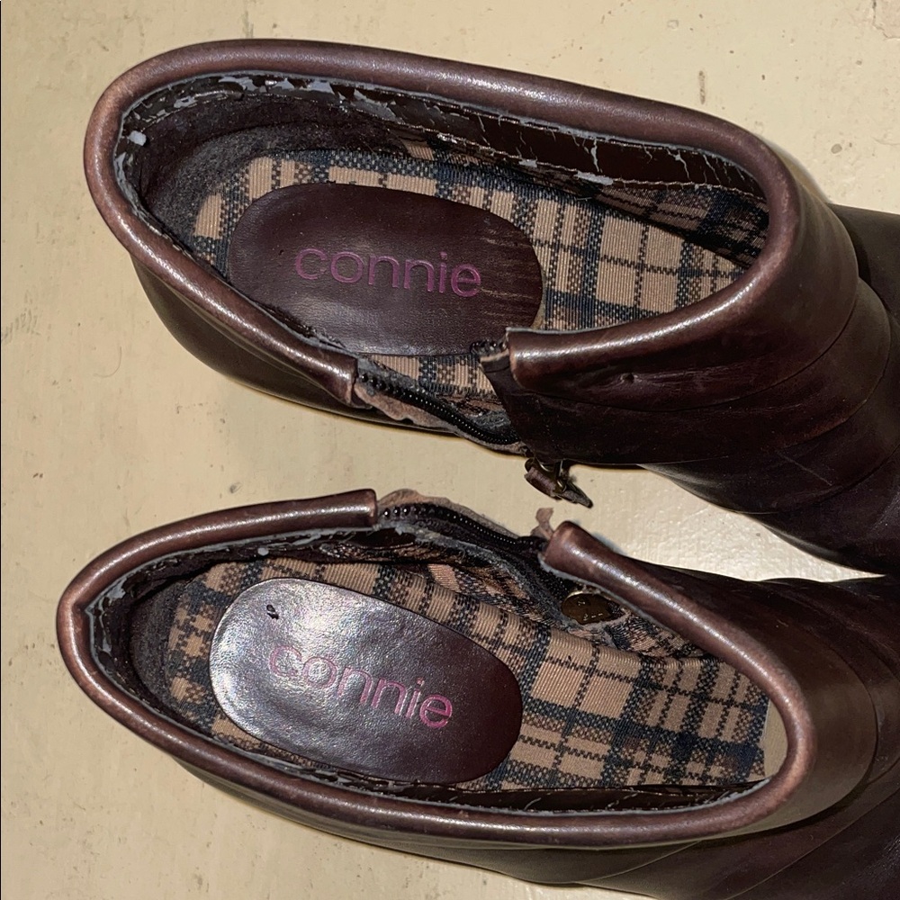 Connie Dark Brown Leather Ankle Booties - Picture 2 of 7